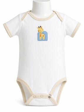Babyworks White and Tan Giraffe Patch Onesie 3-6 months